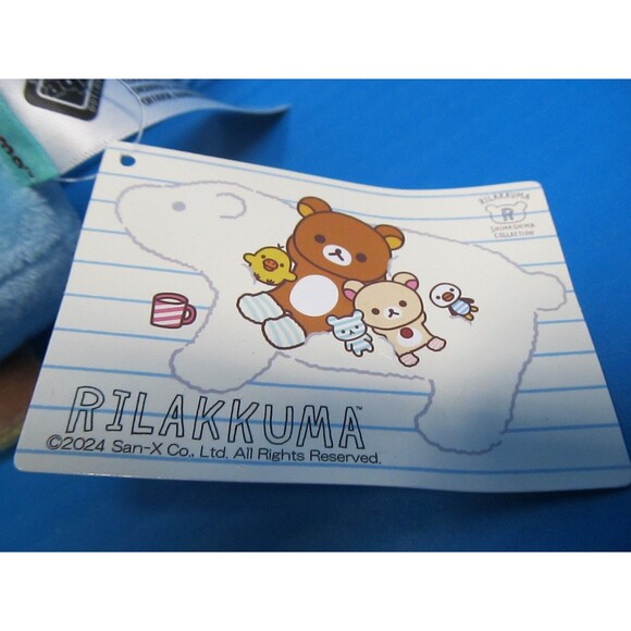 Rilakkuma Plush Brown Bear In Blue Penguin Suit W/ Surf Board w/Tag 7" - Picture 3 of 6